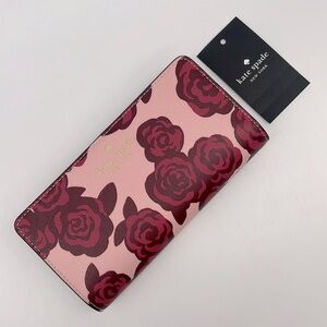 Kate Spade Brynn Rose Florets Large Slim Bifold Wallet Pink Multi